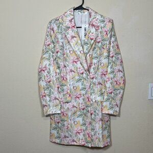 Saint Genies coat Floral trench coat jacket / blazer dress Sz 6 WOMEN USA NEW